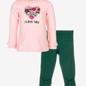 ensemble rose et vert pour enfant confortable chaud joli pas cher idée cadeau pour naissance boutique vêtement saint martin en haut