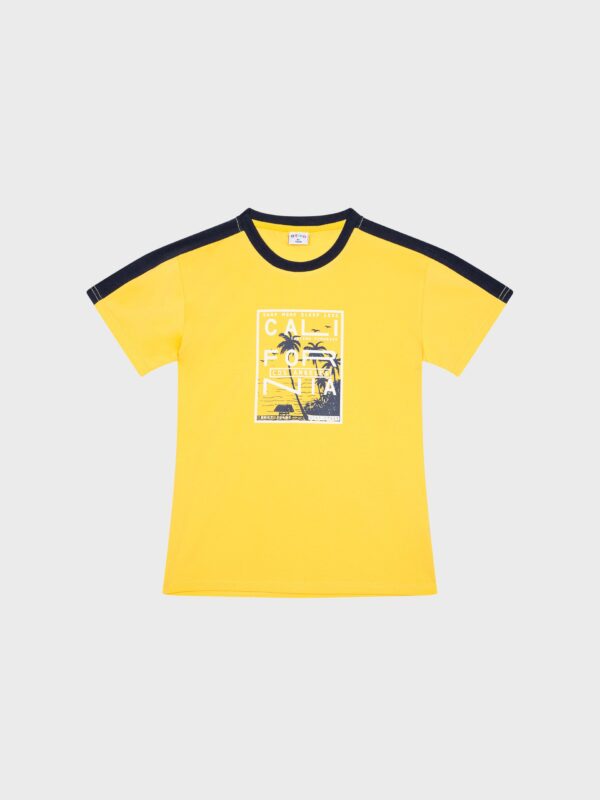 t-shirt jaune été vacances vêtement enfant garçon boutique saint martin en haut monts du lyonnais