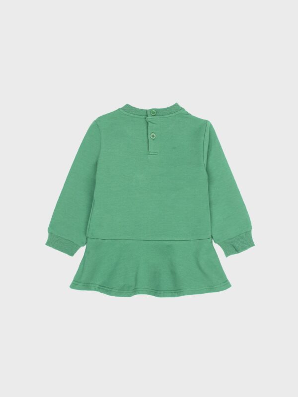 robe verte mi saison idéal automne hiver joli chaude douillette ourson vêtement bébé fille boutique saint martin en haut monts du lyonnais