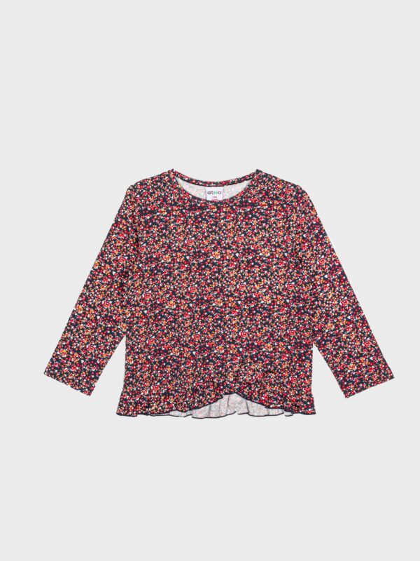 pull fin à fleurs top manches longues idéal pour la mi saison printemps automne vêtement pour enfant bébé fille boutique saint martin en haut dans les monts du lyonnais