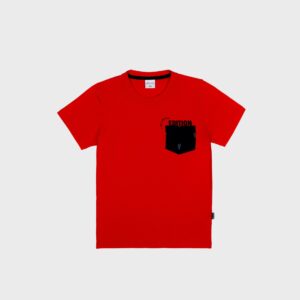 T-shirt rouge poche marine