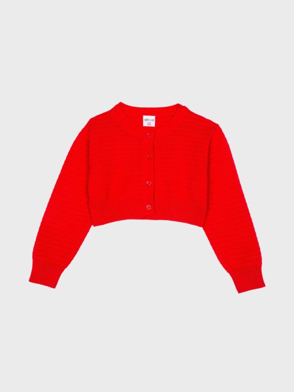 veste courte boléro pour enfant bébé fille rouge cadeau naissance jolie pas cher vêtement pour enfants boutique saint martin en haut dans les monts du lyonnais