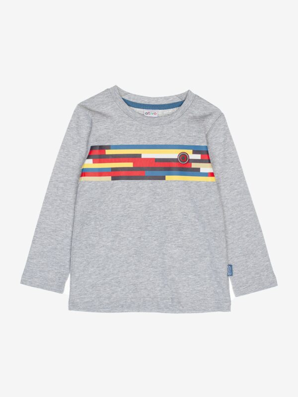 pull fin gris et coloré pour bébé garçon, idéal cadeau naissance, boutique de vêtements à saint martin en haut dans les monts du lyonnais