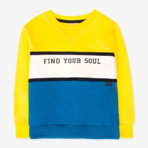 Sweat jaune et bleu « FIND YOUR SOUL »