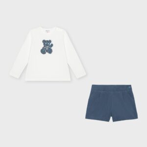 Ensemble short bleu nounours