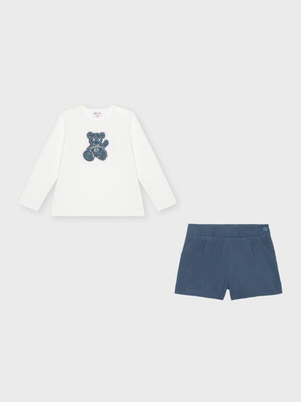 ensemble pour bébé fille, idéal cadeau naissance, avec un pull et un short, boutique de vêtements pour enfants à saint martin en haut dans les monts du lyonnais