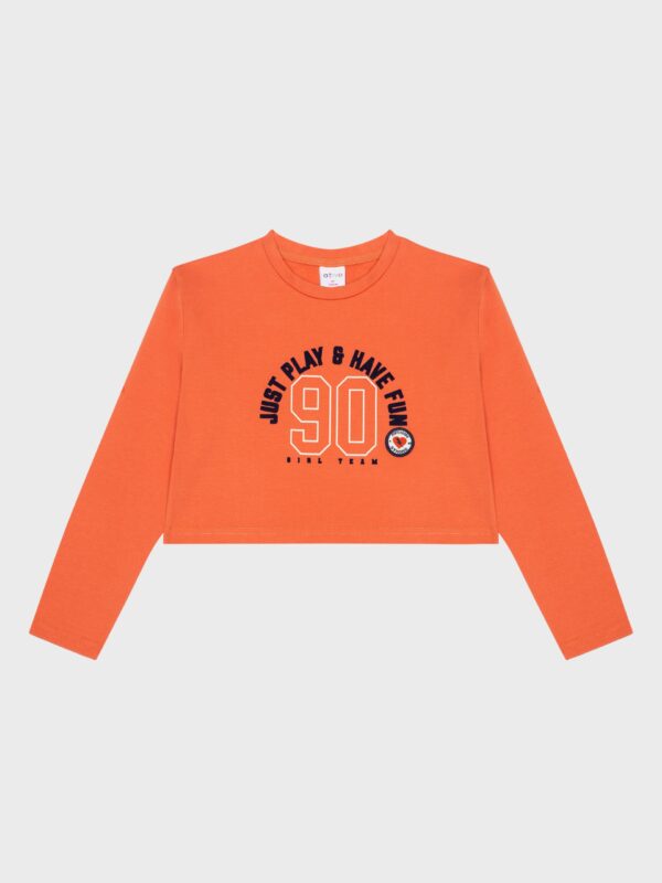 pull orange crop top idéal pour filles et ados, idée cadeau, boutique de vêtements pour enfants à saint martin en haut dans les monts du lyonnais