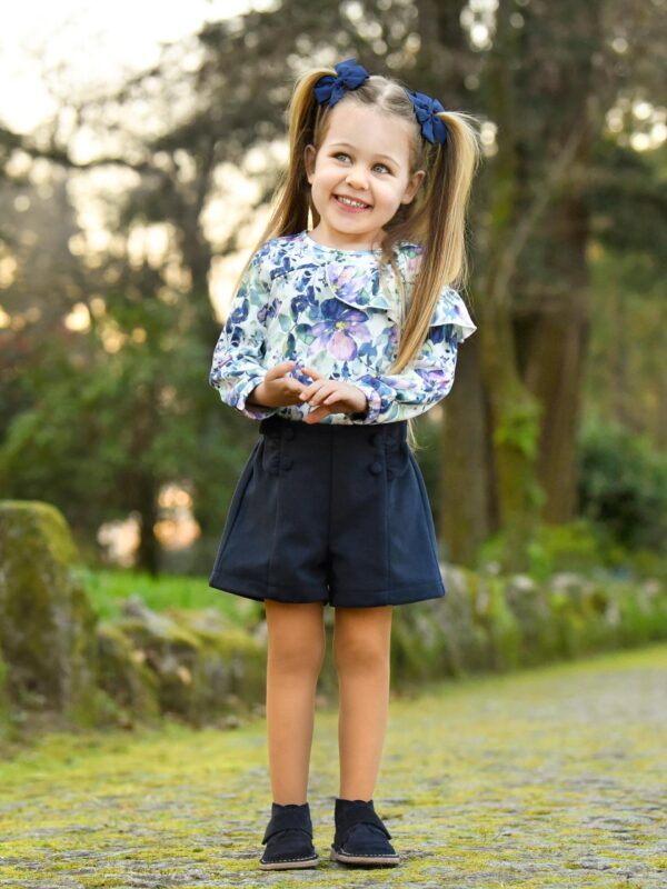 blouse fleurie pour petite fille, idéal cadeau naissance, boutique de vêtements pour enfants à saint martin en haut dans les monts du lyonnais