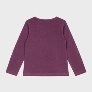 Pull violet col volanté