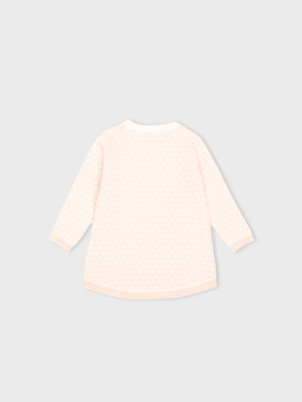 Robe saumon à motifs, col rond, pour bébés filles, boutique de vêtements pour enfants à Saint Martin en Haut dans les Monts du Lyonnais