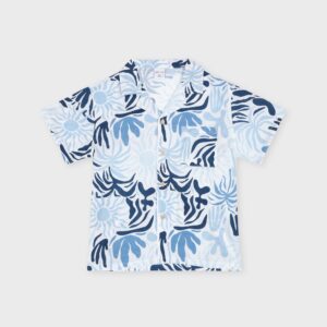 Chemise blanche soleil bleu