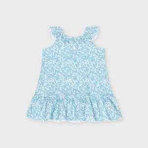 Robe blanche et bleue col claudine