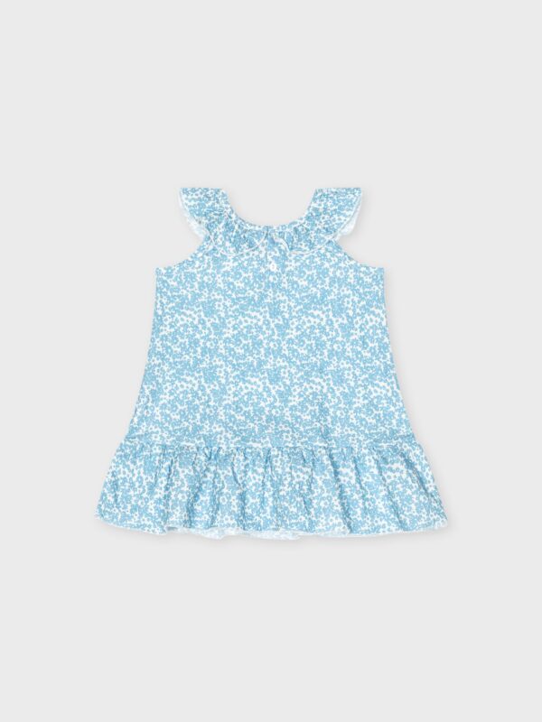 Robe d'été blanche et bleue col claudine pour petites filles, boutique de vêtements pour enfants à Saint Martin en Haut, dans les Monts du Lyonnais