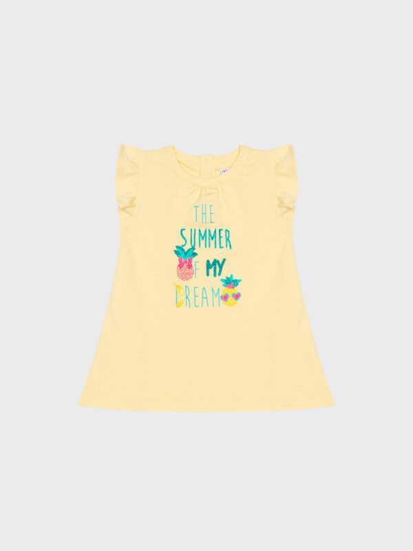 Robe jaune d'été, 95 % coton, pour bébés filles, boutique de vêtements pour enfants à Saint Martin en Haut, dans les Monts du Lyonnais