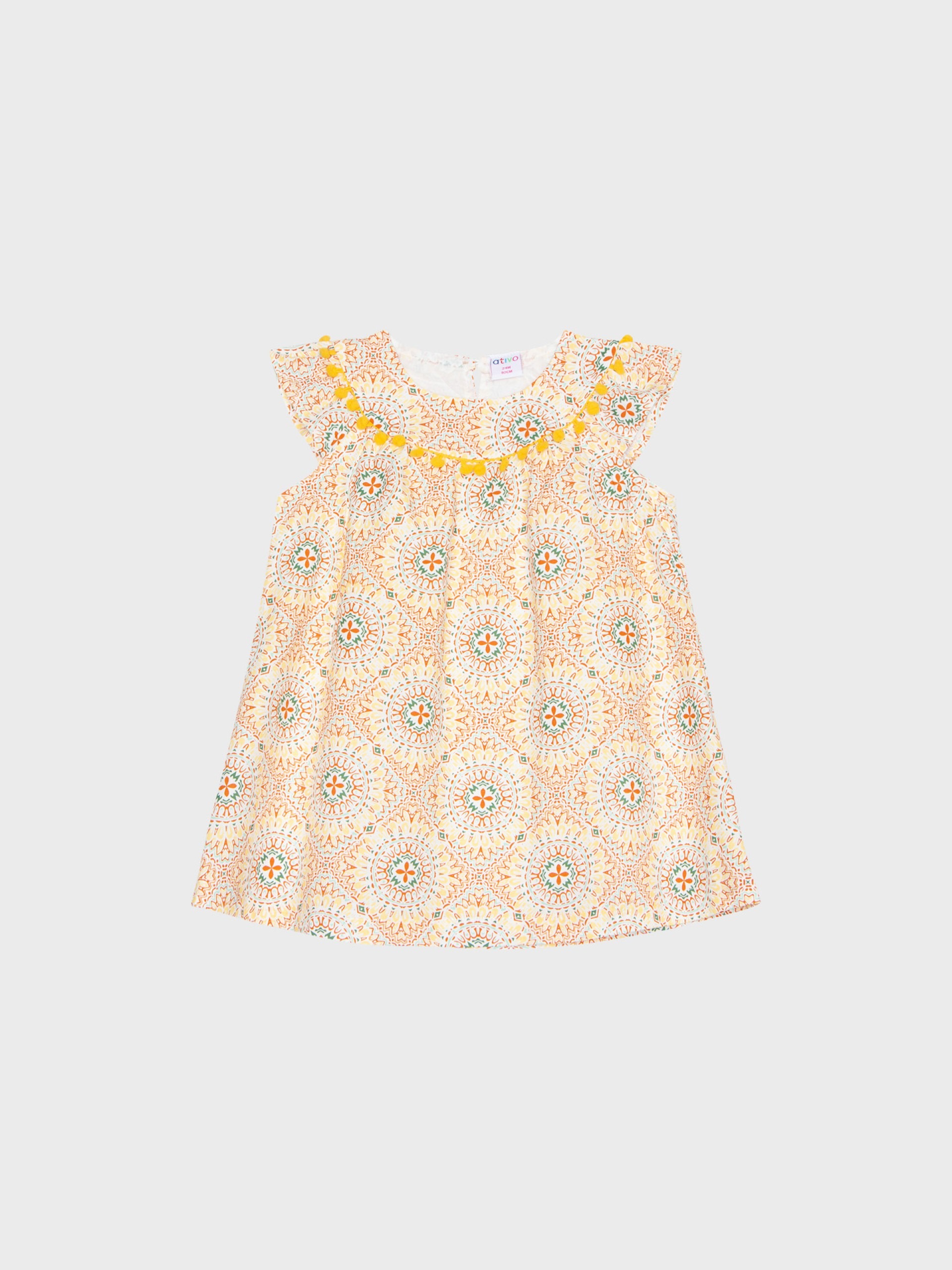 Robe d'été avec motifs mandalas pour bébés filles, boutique de vêtements pour enfants à Saint Martin en Haut dans les Monts du Lyonnais.
