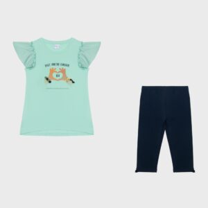 Ensemble T-shirt vert Bff et legging court marine