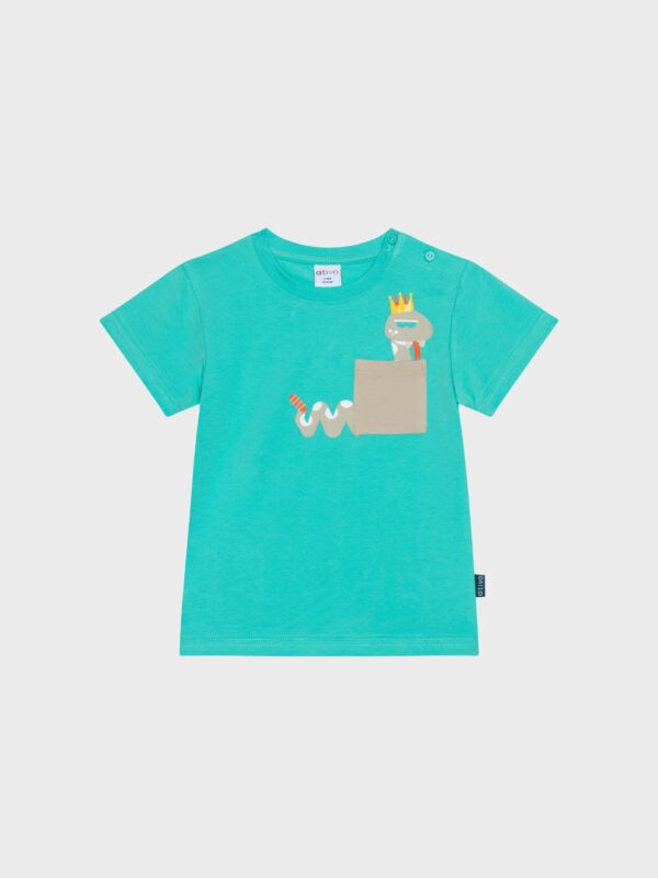 T-shirt bleu avec motif serpent pour bébés garçons, boutique de vêtements pour enfants à Saint Martin en Haut, dans les Monts du Lyonnais