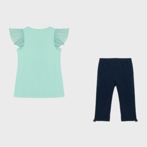 Ensemble T-shirt vert Bff et legging court marine