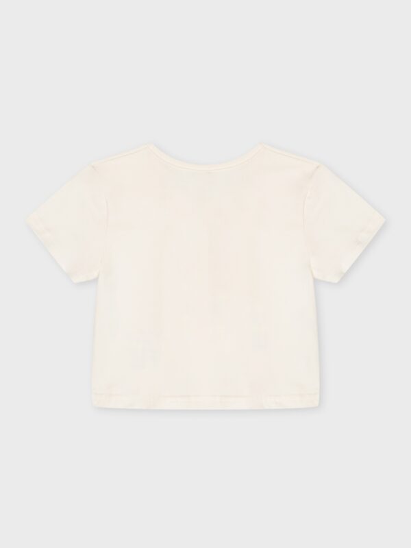 Crop-top crème avec motif nœud, pour filles et ados, boutique de vêtements pour enfants à Saint Martin en Haut, dans les Monts du Lyonnais