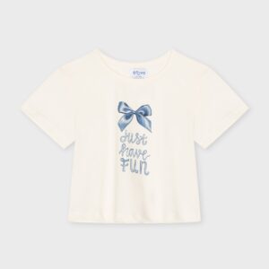 Crop-top nœud marine « just have fun »