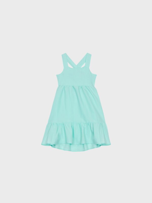 Robe verte à bretelle, légère et agréable à porter pour filles et ados, boutique de vêtements pour enfants à Saint Martin en Haut, dans les Monts du Lyonnais