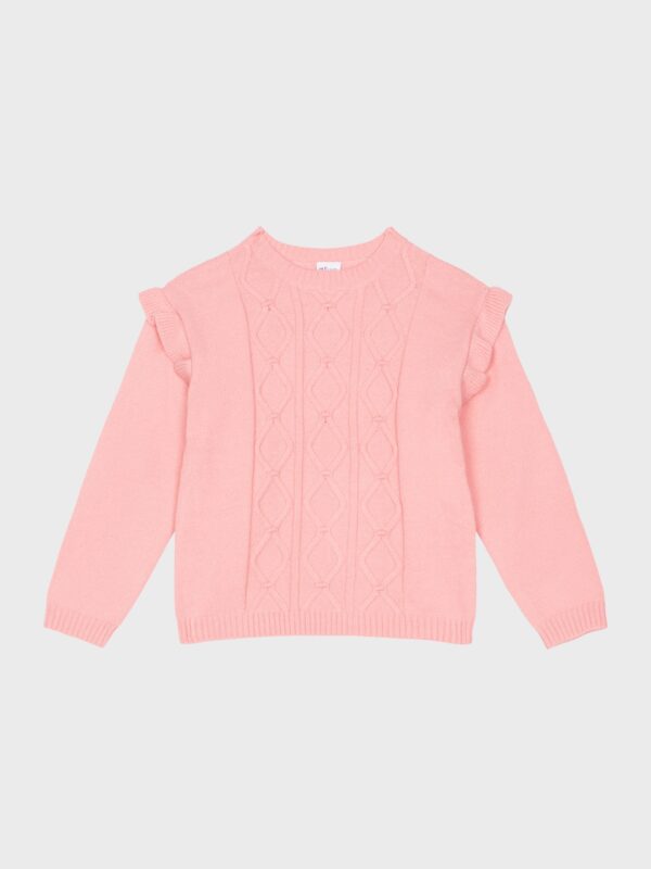Pull rose pour filles et ados, boutique de vêtements pour enfants à Saint Martin en Haut, dans les Monts du Lyonnais.