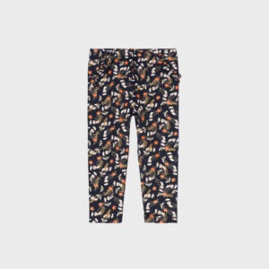 Legging marine à fleurs oranges et beiges