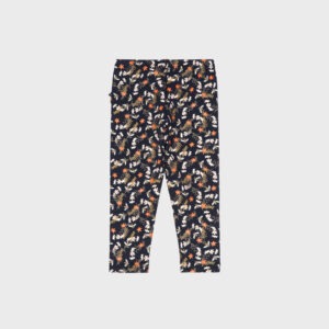 Legging marine à fleurs oranges et beiges