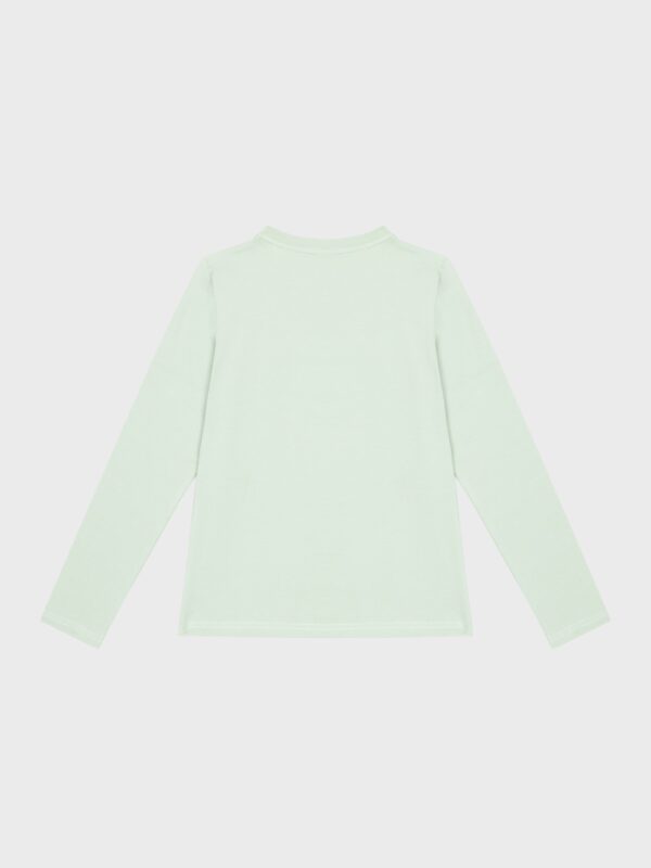 Pull fin vert clair avec motifs de tigres, pour filles et ados, boutique de vêtements pour enfants à Saint Martin en Haut, dans les Monts du Lyonnais.