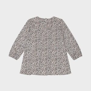 Robe beige fleurs marrons