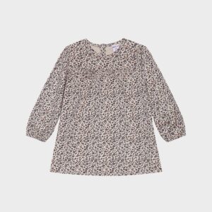 Robe beige fleurs marrons