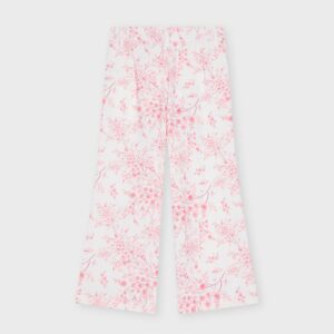 Pantalon blanc à fleurs roses