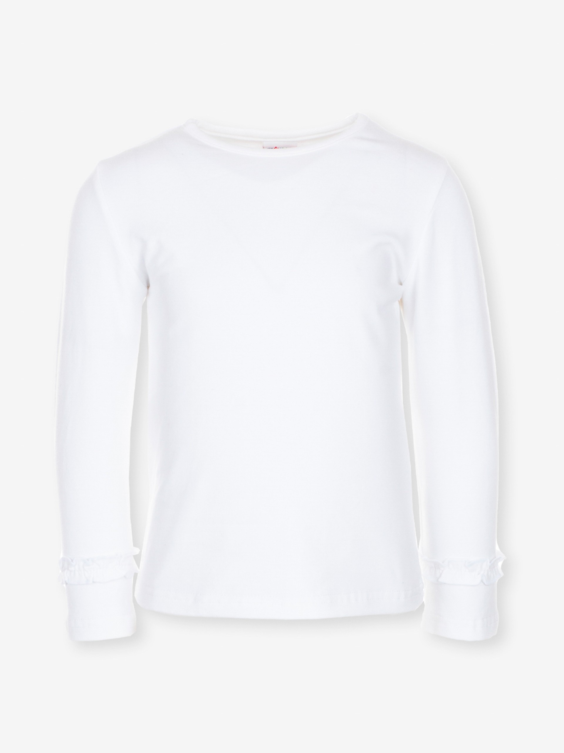 pull blanc uni pour petite fille avec jolie finition dentelée, boutique de vêtements pour enfants à saint martin en haut