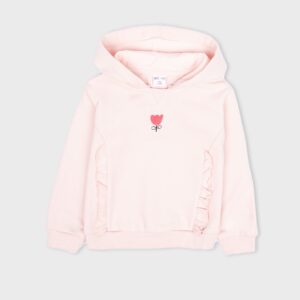 Sweat à capuche rose clair avec fleur
