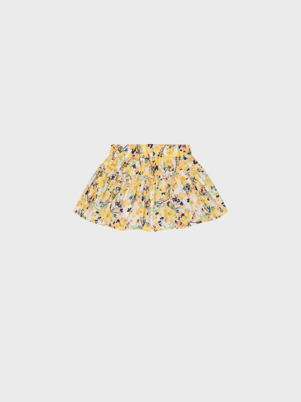 jupe fleurie pour petite fille, idéale pour l'été avec culotte intégrée, cadeau naissance fille, boutique de vêtements pour enfants à saint martin en haut dans les monts du lyonnais