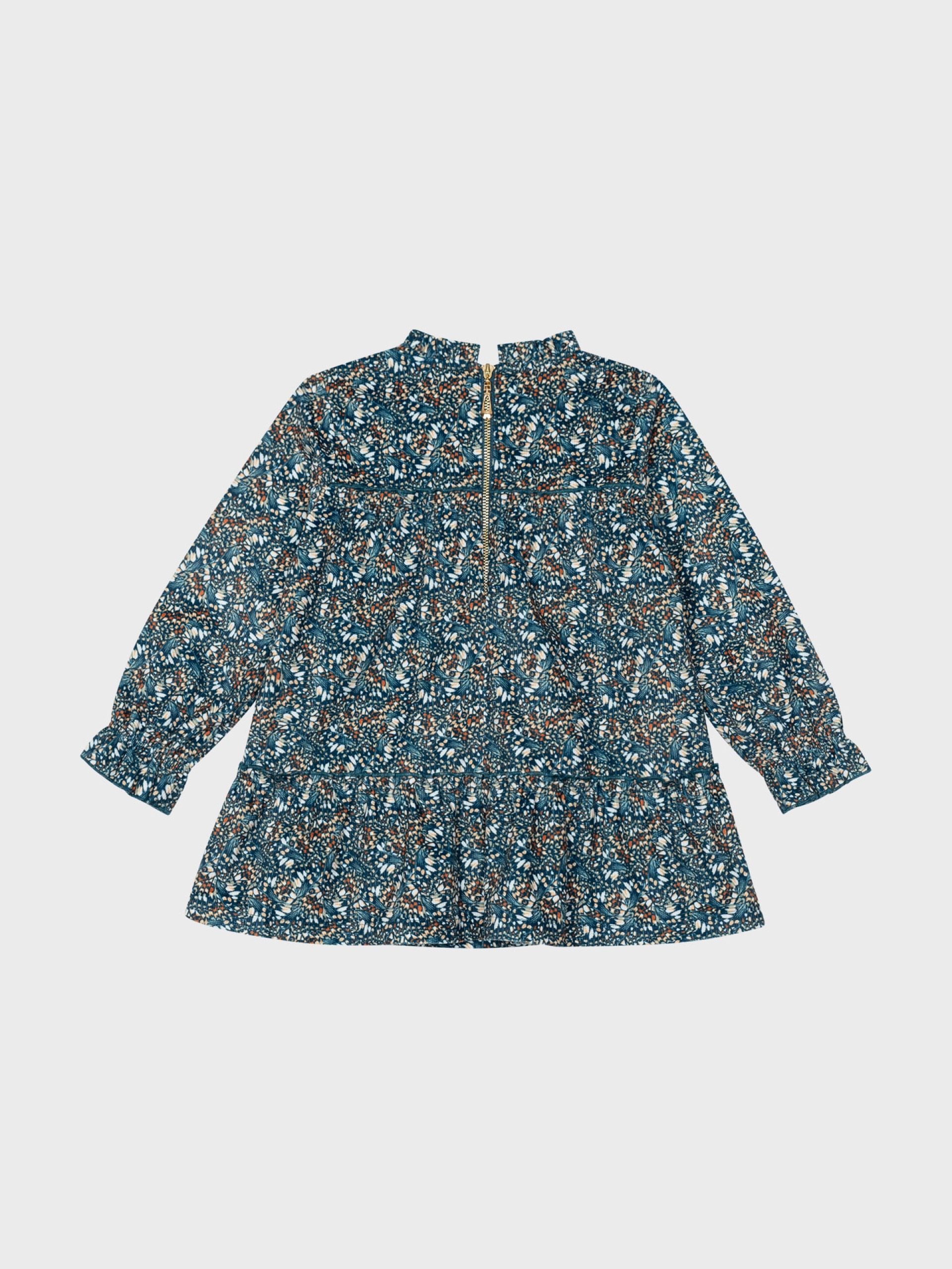 Robe à motifs, verte, beige et camel – Image 2