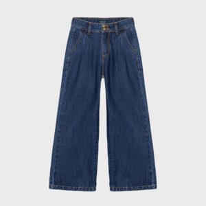 Jean bleu ceinture beige