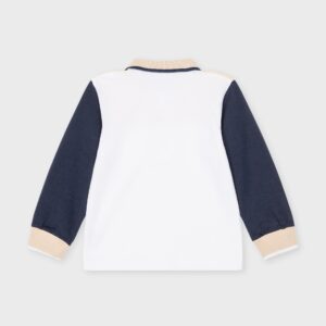 Polo blanc, beige et marine