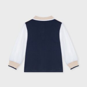 Polo marine, beige et blanc
