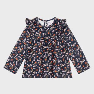 Blouse marine avec fleurs et abeilles
