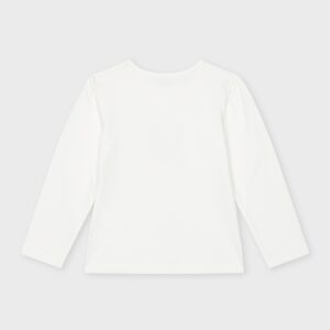 Pull blanc avec nœud bleu