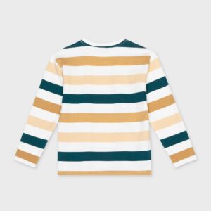 Pull fin à rayures beiges et vertes