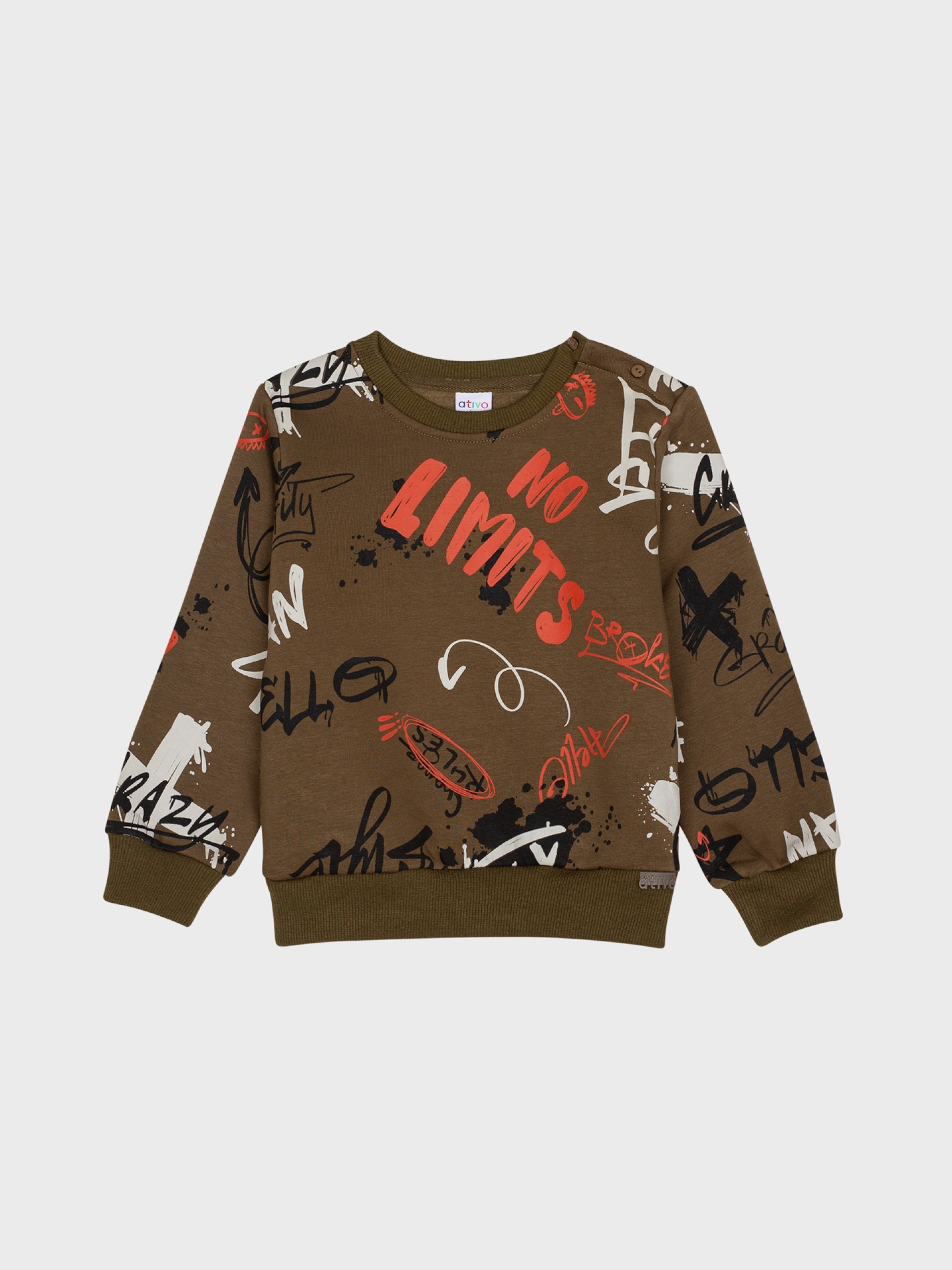 sweat kaki avec tags pour bébé garçon, idéal cadeau naissance, boutique de vêtements pour enfants à saint martin en haut dans les monts du lyonnais