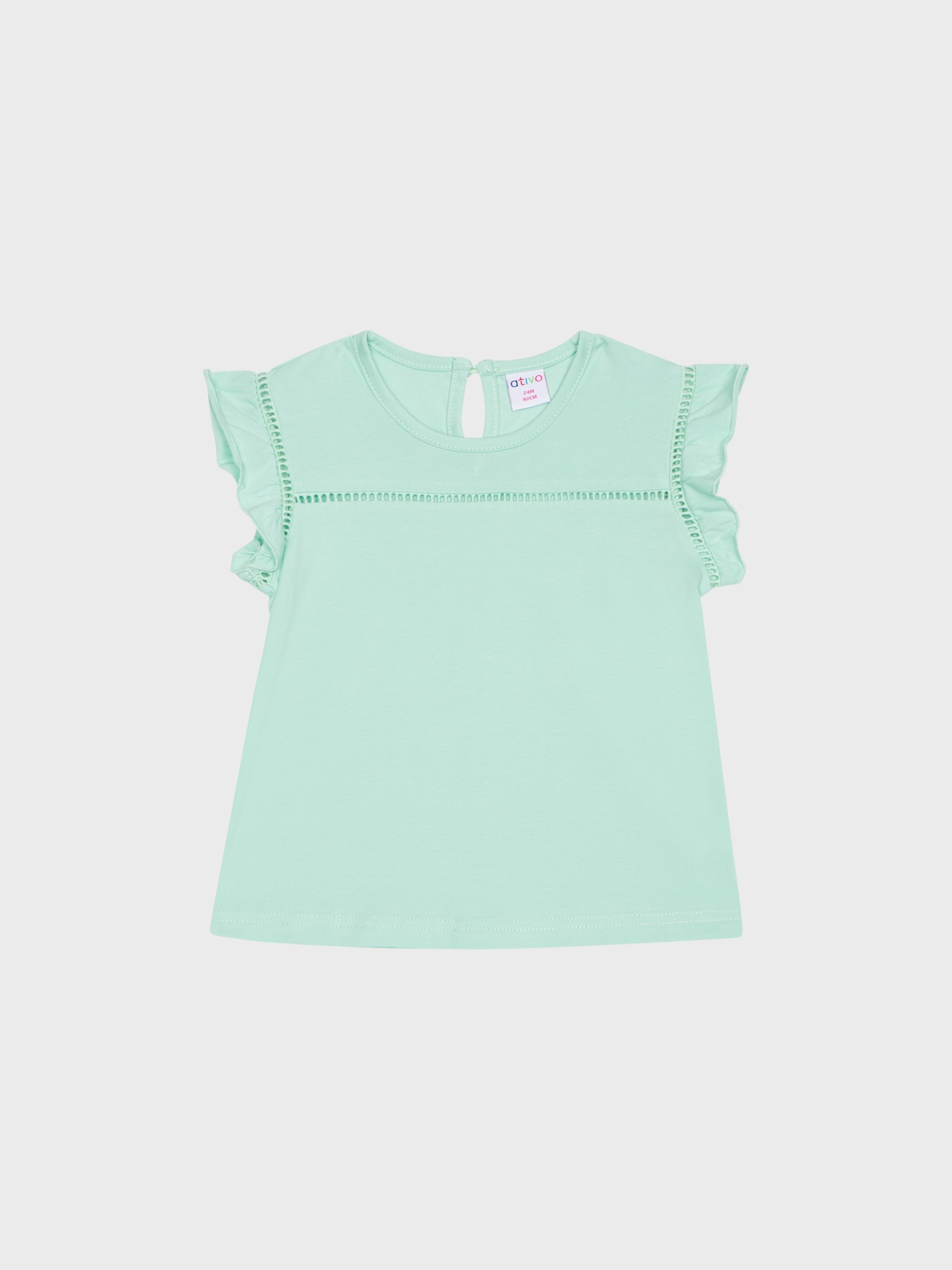 t-shirt vert d'eau pour bébé fille pour été, boutique de vêtements pour enfants à saint martin en haut dans les monts du lyonnais