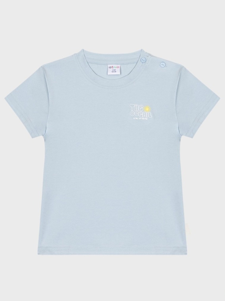 t-shirt bleu ciel pastel pour bébé garçon, idéal pour l'été et les vacances, boutique de vêtements pour enfants à saint martin en haut dans les monts du lyonnais