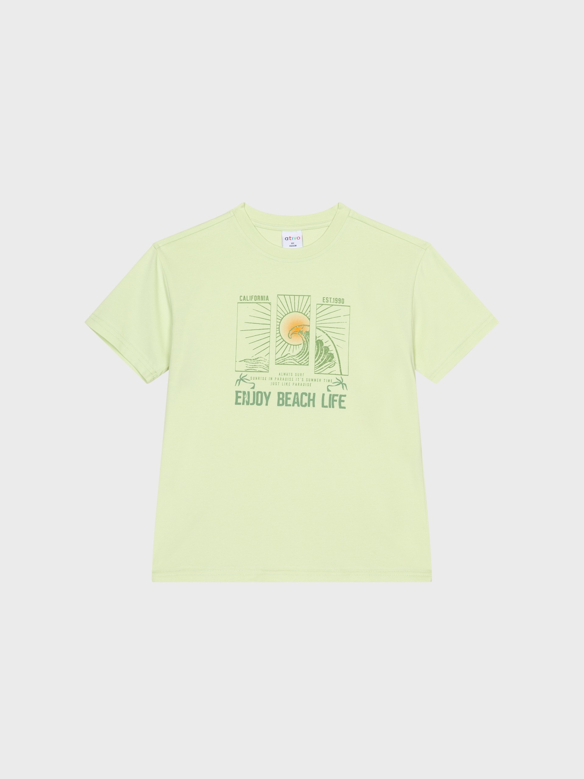 t-shirt vert pastel pour garçons et ados, t-shirt pour l"été, boutique de vêtements pour enfants à saint martin en haut dans les monts du lyonnais