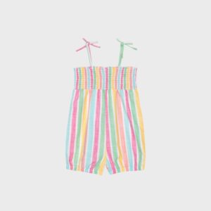 Combishort aux rayures couleurs pastels