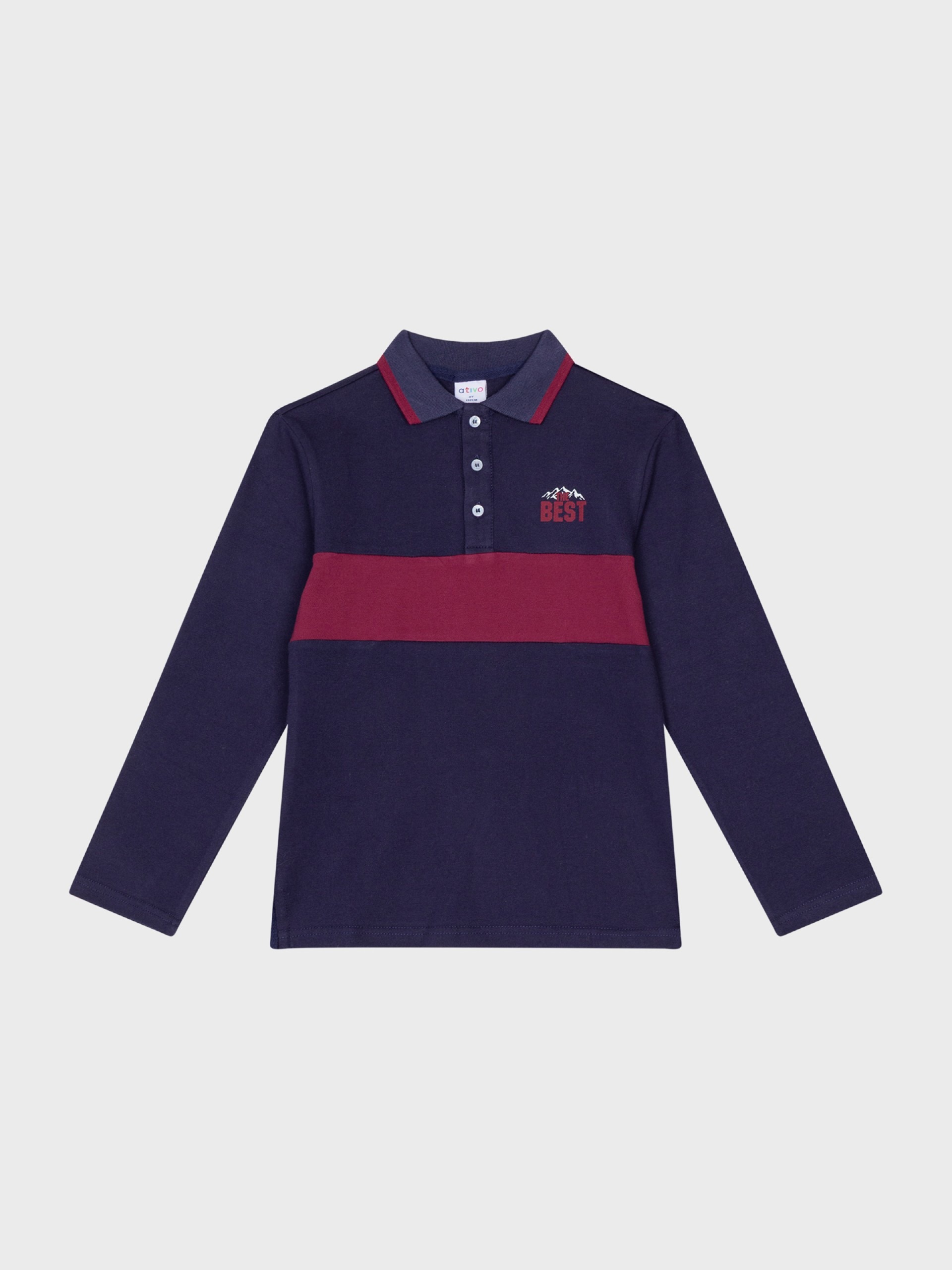 polo marine manches longues pour garçons et ados, boutique de vêtements pour enfants à saint martin en haut dans les monts du lyonnais