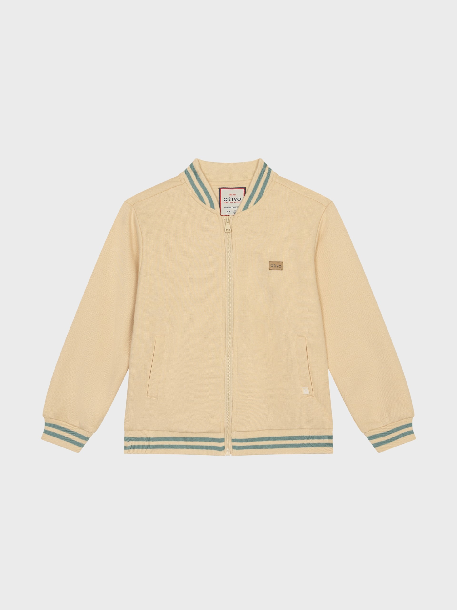 veste zippée col montant beige bien habillée pour garçons et ados, boutique de vêtements à saint martin en haut dans les monts du lyonnais