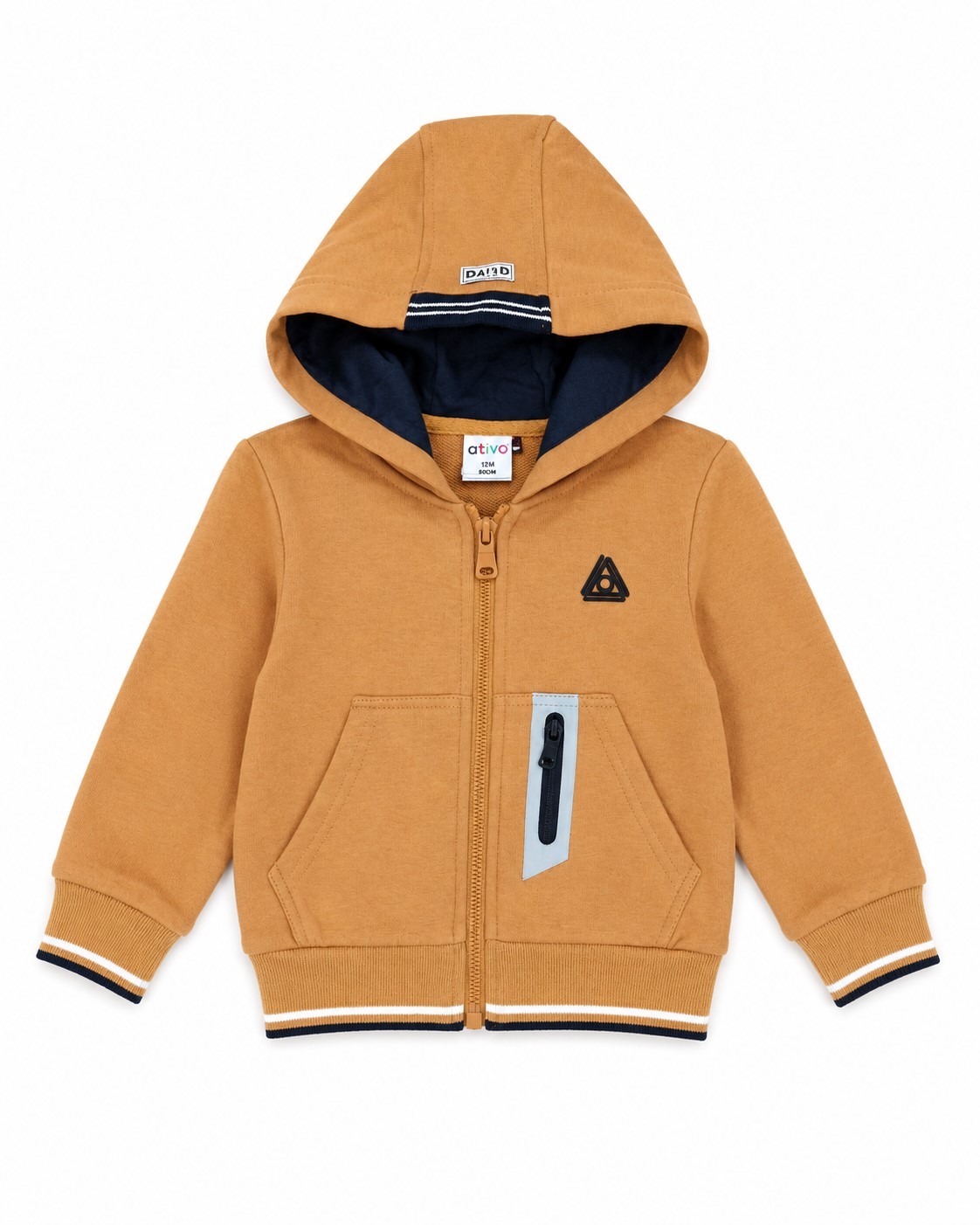 veste zippée à capuche camel et marine pour bébé garçon, boutique de vêtements pour enfants à saint martin en haut